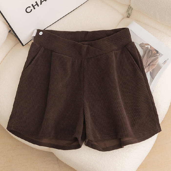 Бременни къси панталони Chenille – свободен силует, 3/4 дължина, абдоминална поддръжка