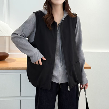 Cardigan vest femei - guler rotund, poliester 90-95%, versiune standard, toamnă 2025