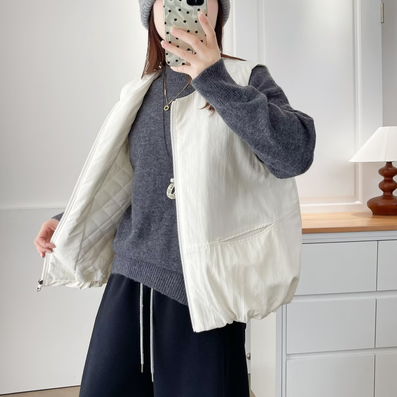Cardigan vest femei - guler rotund, poliester 90-95%, versiune standard, toamnă 2025
