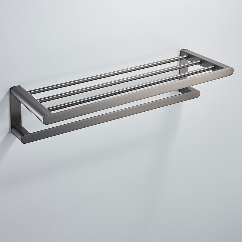 Set kupaonskih dodataka od nehrđajućeg čelika, pet dijelova, moderni minimalistički stil: držač za ručnike, stalak za ručnike, kukice, držač za papir, model QY-45