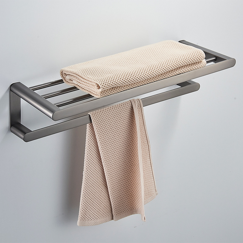 Set kupaonskih dodataka od nehrđajućeg čelika, pet dijelova, moderni minimalistički stil: držač za ručnike, stalak za ručnike, kukice, držač za papir, model QY-45