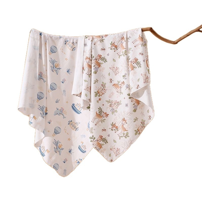 JOYNCLEON 100% pamutból készült babafogó kendő, állatmintás, őszi-téli, újszülöttek 0–1 év