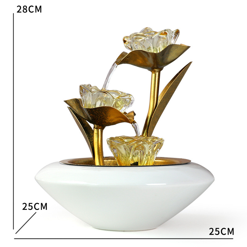 Asztali Feng Shui szökőkút folyamatos vízzel, kristálygömb világítással, elektroplakálás felülettel