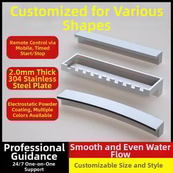 Fântână programabilă pentru iaz cu pești, cascadă pe perete, oțel inoxidabil 304, peisaj