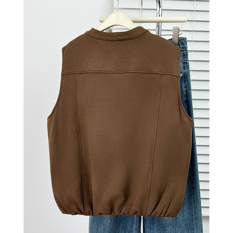 Vesta cardigan tricotată, material poliester, închidere cu fermoar, guler rotund, umplutură din bumbac