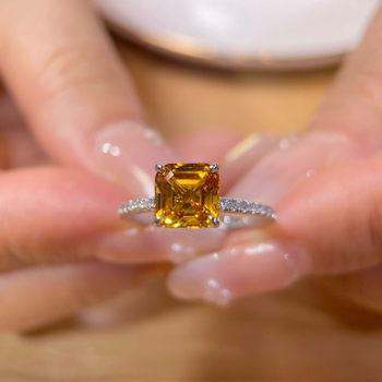 Gyűrű 925-ös ezüstből, geometriás kialakítás, kövek beültetve, Yuhan Jewelry