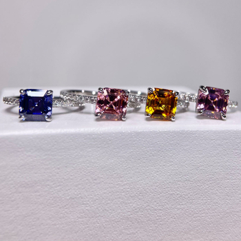 Gyűrű 925-ös ezüstből, geometriás kialakítás, kövek beültetve, Yuhan Jewelry