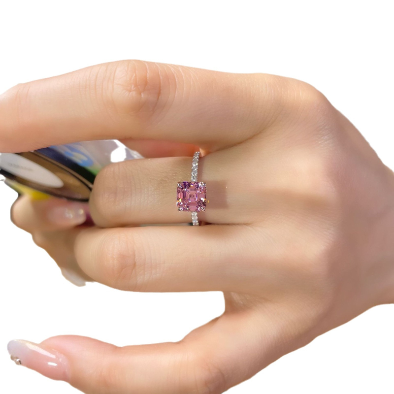 Gyűrű 925-ös ezüstből, geometriás kialakítás, kövek beültetve, Yuhan Jewelry