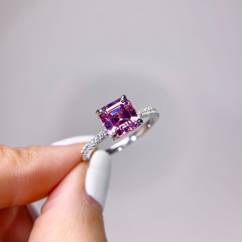 Gyűrű 925-ös ezüstből, geometriás kialakítás, kövek beültetve, Yuhan Jewelry