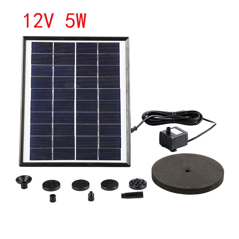 Fântână solară plutitoare pentru grădină – design peisaj plutitor, 12V 5W, jet combinat, ieșire de 8 mm, înălțime de ridicare 1,9 m