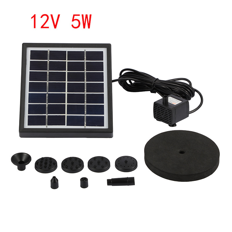 Fântână solară plutitoare pentru grădină – design peisaj plutitor, 12V 5W, jet combinat, ieșire de 8 mm, înălțime de ridicare 1,9 m