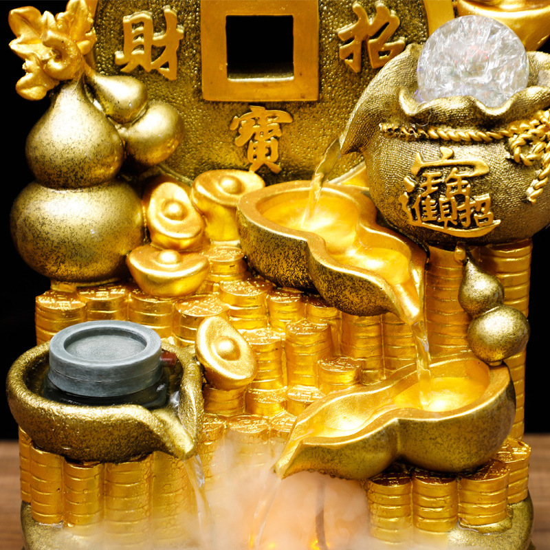 Üvegből készült asztali párásító Feng Shui vízkerék szökőkúttal, kézzel festett, testreszabható, új kínai stílus