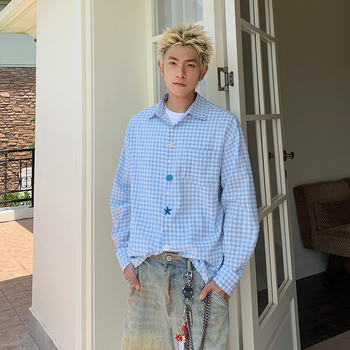 Férfi csíkos hosszú ujjú ing-zakó, lazított szabás, gépi mosás, 57,7% pamut