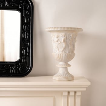 Hidropóniás váza gyantából készült római reliefszobával, jáde utánozat kinézet, középkori francia retro stílusú, eredeti dizájn dekoráció