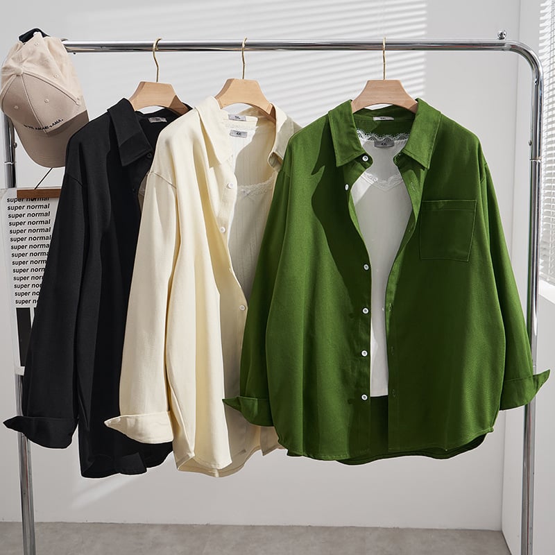 Ženska košulja s dugim rukavima, ovratnik košulje, japansko-korejski casual stil, 95% pamuk