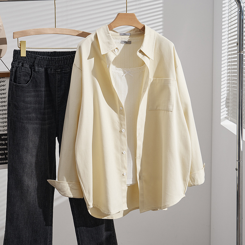 Ženska košulja s dugim rukavima, ovratnik košulje, japansko-korejski casual stil, 95% pamuk