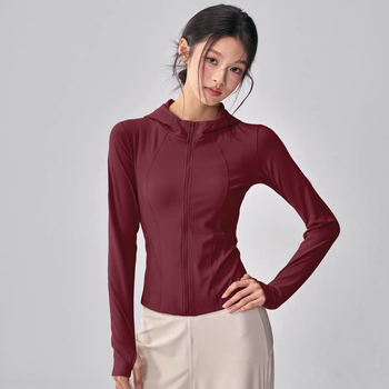 Női kapucnis sportkabát őszre, vastag anyag, 80% nylon, hosszú ujjú, egyszínű minta