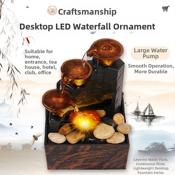 Λάμπα Ροής Νερού – Επιτραπέζιο Διακοσμητικό Φωτιστικό, Musen Tang, Σειρά Golden Ladder Running Water