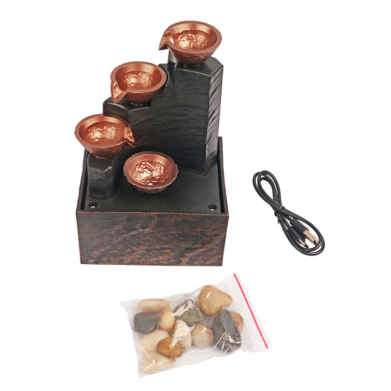 Λάμπα Ροής Νερού – Επιτραπέζιο Διακοσμητικό Φωτιστικό, Musen Tang, Σειρά Golden Ladder Running Water