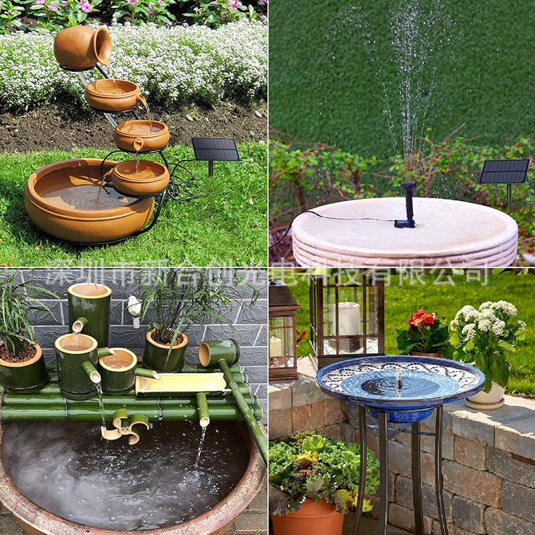 Fântână solară pentru grădină cu pompă de apă și model de stropire pentru peisaj – Xinhechuang