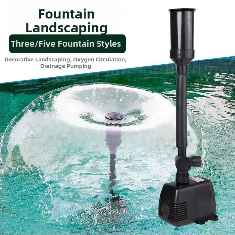 Beépíthető kerti tó szökőkút szivattyú – bronz, spirálcentrifugál szivattyú, vízpermet funkció, keramikus vízáramlás