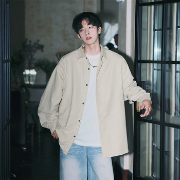 ING galléros reverrel, hosszú ujjú, laza szabású, egyszínű mintázat, őszi 2024 poliészter-keverék anyag