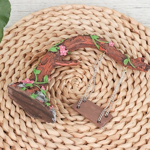 Kézzel készített gyanta lengő mini táj dísz az akváriumhoz – Titkos Kert stílus, kézzel festett, vízálló és fakulásálló, környezetbarát gyanta