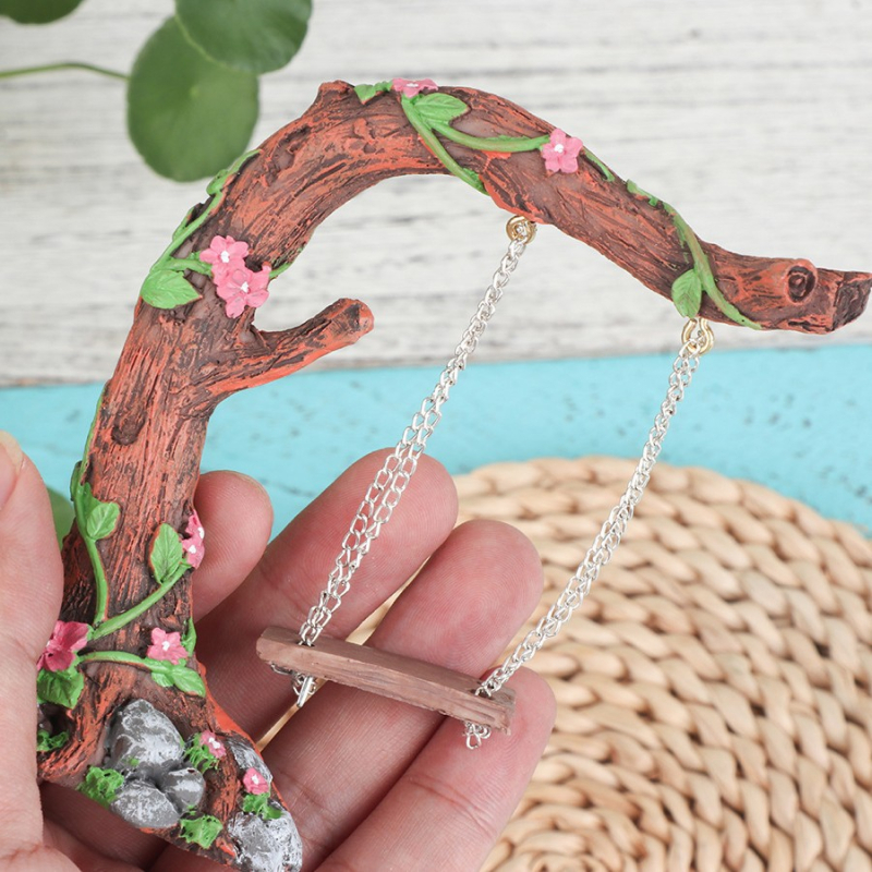 Kézzel készített gyanta lengő mini táj dísz az akváriumhoz – Titkos Kert stílus, kézzel festett, vízálló és fakulásálló, környezetbarát gyanta