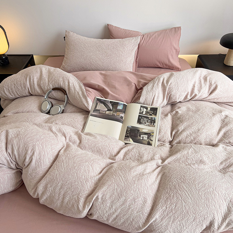 Flanel ágynemű garnitúra, 100% pamut, 60 szál, reaktív nyomtatás, geometriai mintázat, négy részes garnitúra