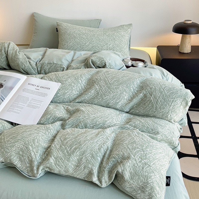 Flanel ágynemű garnitúra, 100% pamut, 60 szál, reaktív nyomtatás, geometriai mintázat, négy részes garnitúra