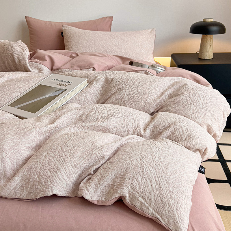 Flanel ágynemű garnitúra, 100% pamut, 60 szál, reaktív nyomtatás, geometriai mintázat, négy részes garnitúra