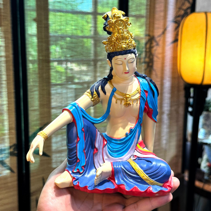 Avalokiteshvara Bodhisattva szobor, gyantából készült, Hongyikang márka, új kínai stílus