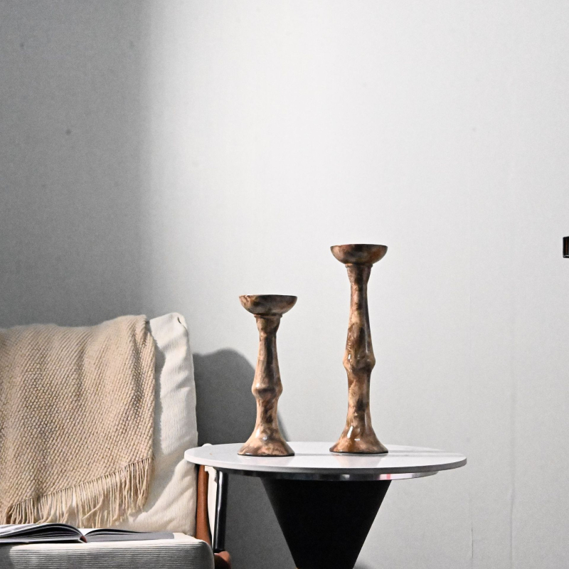 Candelabru din rășină, stil modern minimalist, pictat manual, ornament geometric abstract pentru birou și dormitor