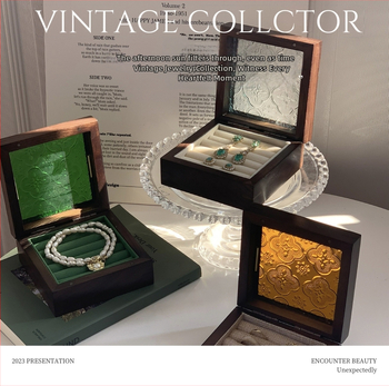 Ξύλινο κουτί κοσμημάτων από καρυδιά με γυάλινη οθόνη – μασίβ ξύλο, αποθήκευση κοσμημάτων, vintage στυλ, κουτί συσκευασίας, Κίνα