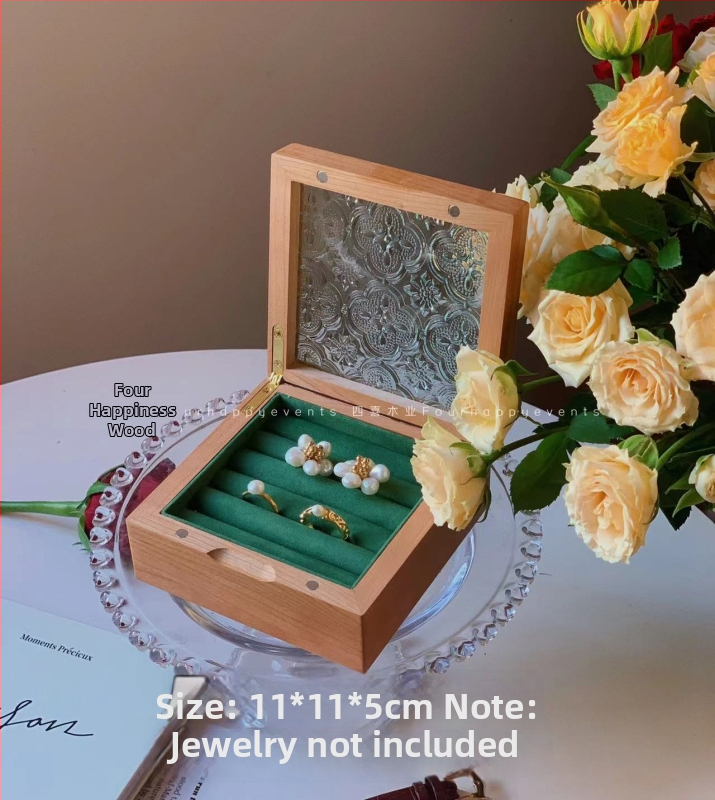 Ξύλινο κουτί κοσμημάτων από καρυδιά με γυάλινη οθόνη – μασίβ ξύλο, αποθήκευση κοσμημάτων, vintage στυλ, κουτί συσκευασίας, Κίνα