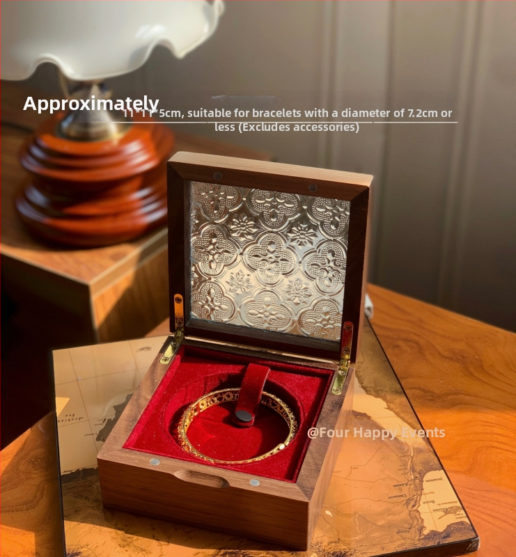 Ξύλινο κουτί κοσμημάτων από καρυδιά με γυάλινη οθόνη – μασίβ ξύλο, αποθήκευση κοσμημάτων, vintage στυλ, κουτί συσκευασίας, Κίνα