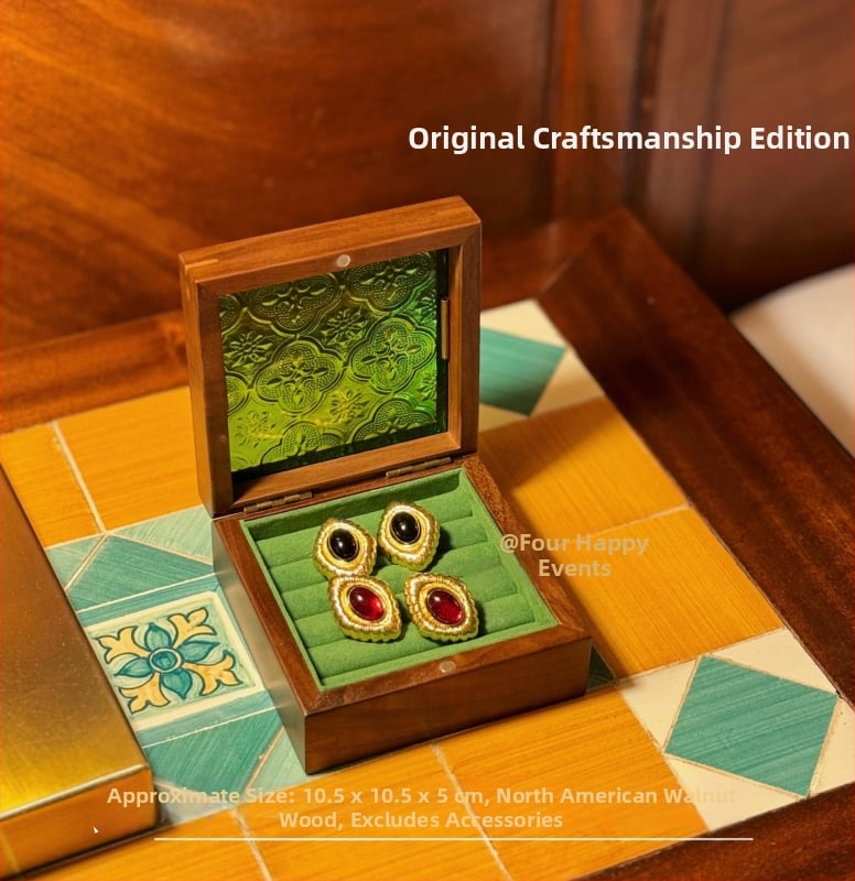 Ξύλινο κουτί κοσμημάτων από καρυδιά με γυάλινη οθόνη – μασίβ ξύλο, αποθήκευση κοσμημάτων, vintage στυλ, κουτί συσκευασίας, Κίνα