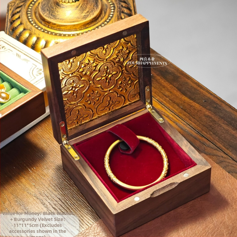 Ξύλινο κουτί κοσμημάτων από καρυδιά με γυάλινη οθόνη – μασίβ ξύλο, αποθήκευση κοσμημάτων, vintage στυλ, κουτί συσκευασίας, Κίνα