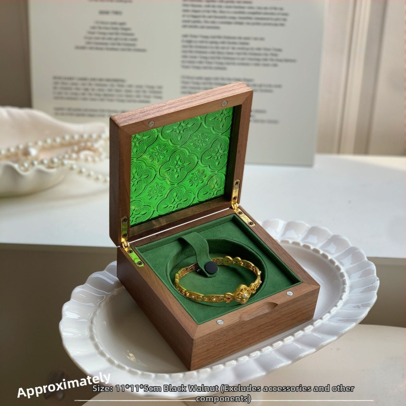 Ξύλινο κουτί κοσμημάτων από καρυδιά με γυάλινη οθόνη – μασίβ ξύλο, αποθήκευση κοσμημάτων, vintage στυλ, κουτί συσκευασίας, Κίνα