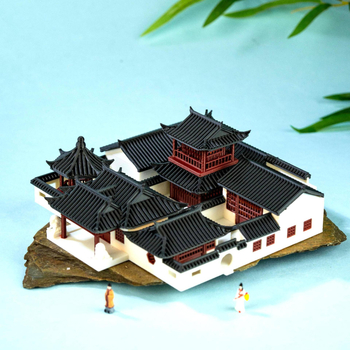 Íróasztalhoz való mini kert tájkép dísz - kínai stílus, műanyag, 3D nyomtatás, üzleti reklám ajándék