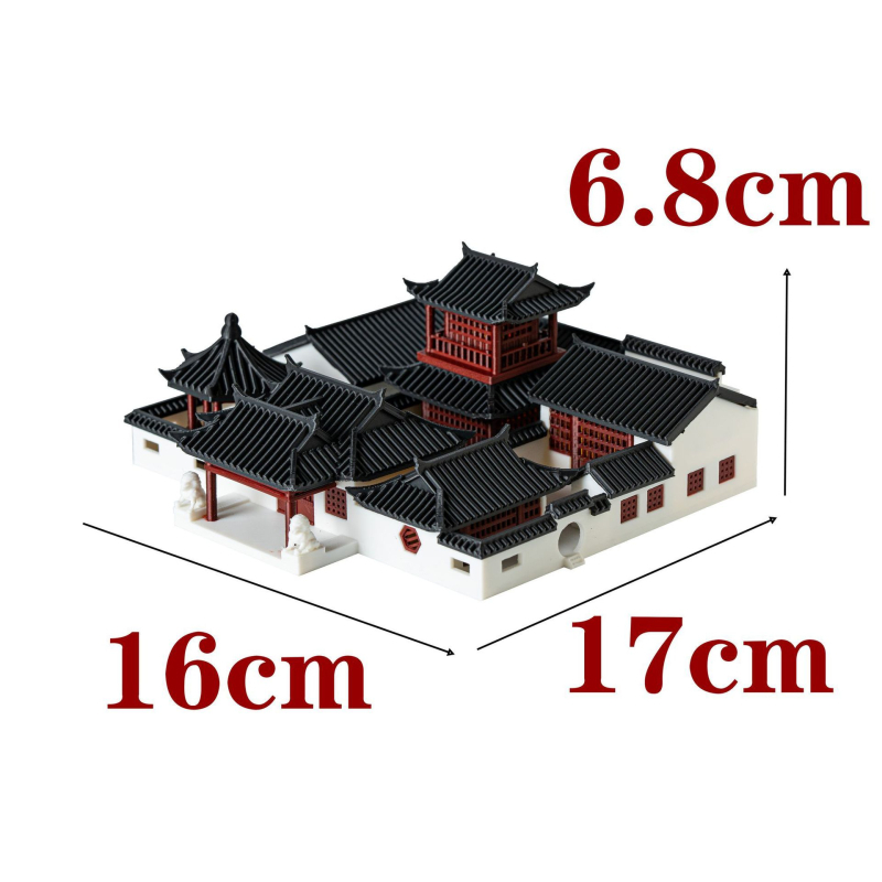 Íróasztalhoz való mini kert tájkép dísz - kínai stílus, műanyag, 3D nyomtatás, üzleti reklám ajándék