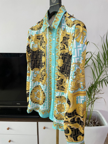 Férfi hosszú ujjú ing digitális nyomással, poliészter keverék, tavasz 2024