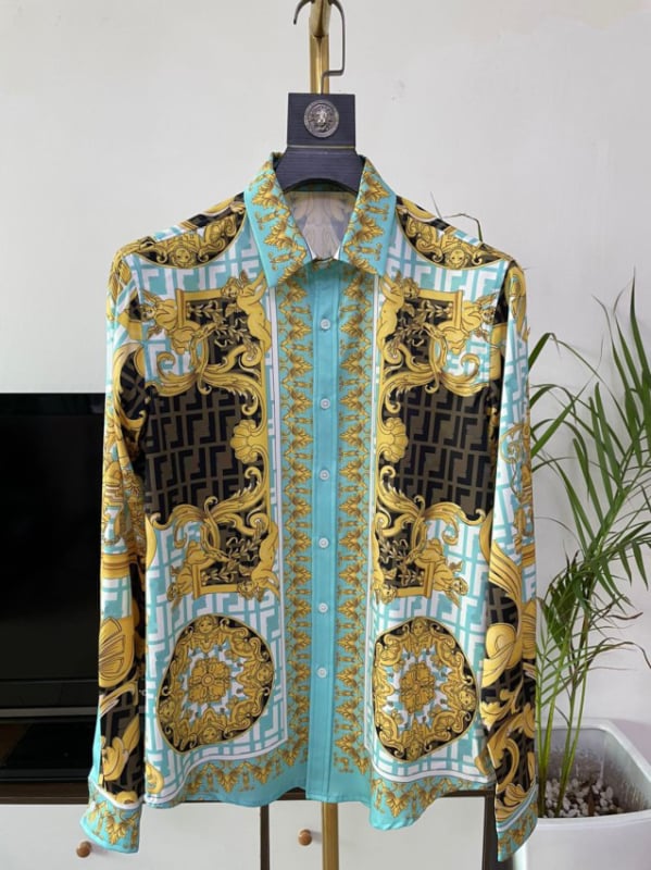 Férfi hosszú ujjú ing digitális nyomással, poliészter keverék, tavasz 2024