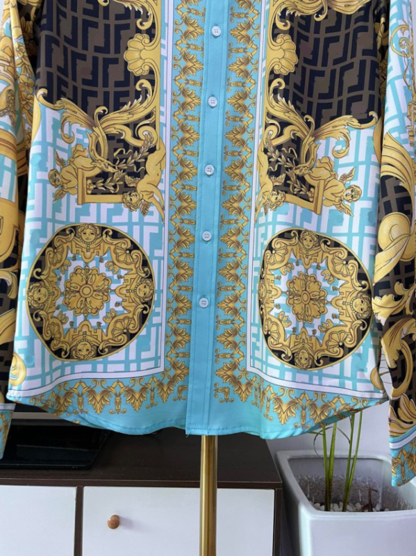 Férfi hosszú ujjú ing digitális nyomással, poliészter keverék, tavasz 2024