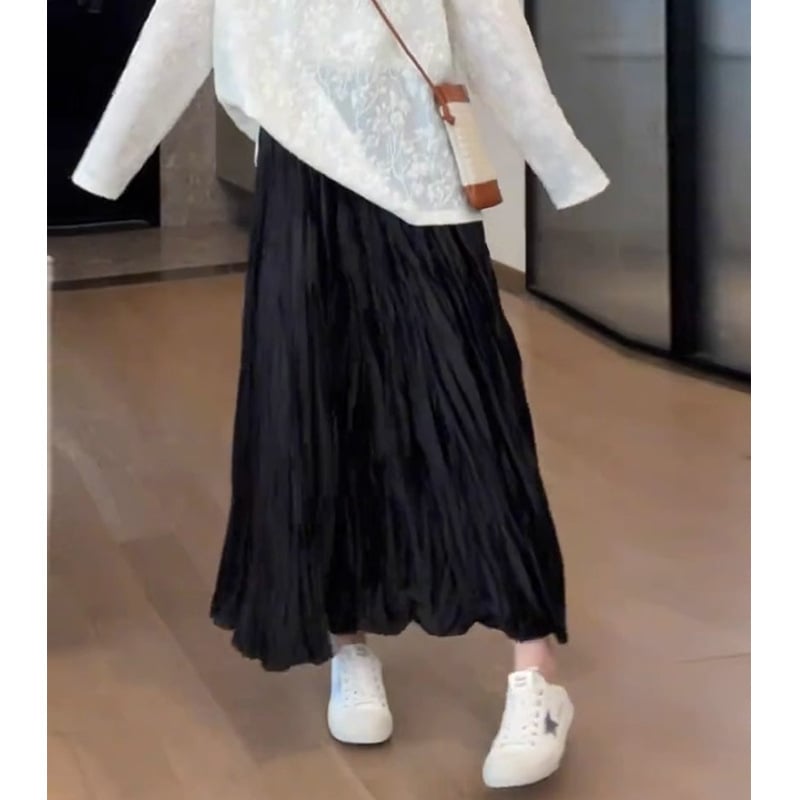 A-vonalú midi szoknya, poliészter, 90–95% poliészter tartalom, egyszínű, elegáns mindennapi stílus