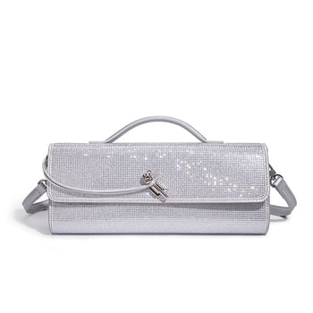 Női baguette-stílusú estélyi táska PU anyagból, vízszintes téglalap alakú, egy kézi pánttal, zárócsattal, belső cipzáras zseb és rekesz