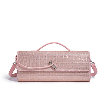 Női baguette-stílusú estélyi táska PU anyagból, vízszintes téglalap alakú, egy kézi pánttal, zárócsattal, belső cipzáras zseb és rekesz