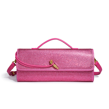 Női baguette-stílusú estélyi táska PU anyagból, vízszintes téglalap alakú, egy kézi pánttal, zárócsattal, belső cipzáras zseb és rekesz