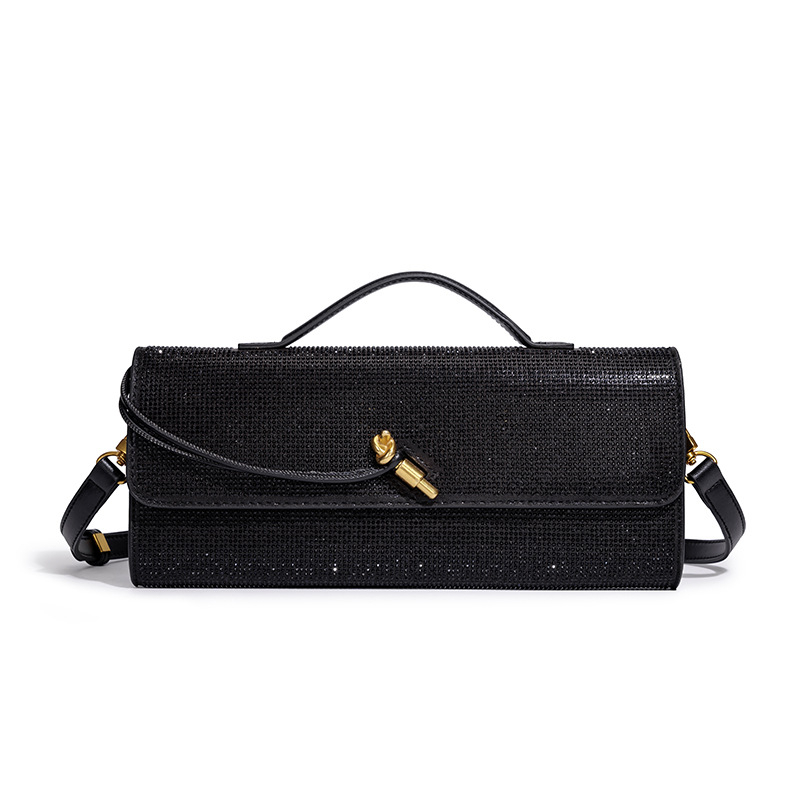 Női baguette-stílusú estélyi táska PU anyagból, vízszintes téglalap alakú, egy kézi pánttal, zárócsattal, belső cipzáras zseb és rekesz