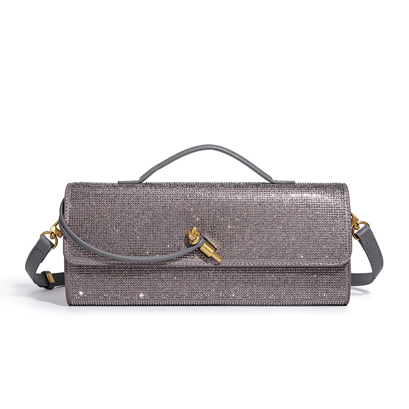 Női baguette-stílusú estélyi táska PU anyagból, vízszintes téglalap alakú, egy kézi pánttal, zárócsattal, belső cipzáras zseb és rekesz